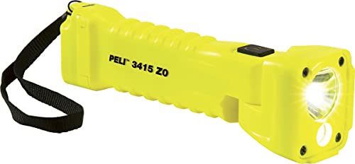 PELI 3415MZ0 Linterna LED Premium con cabezal articulado y clip magnético para una iluminación manos libres, Para uso industrial, Certifación ATEX Zona 0, Sumergible IPX8, 329 Lúmenes, Color: Amarillo
