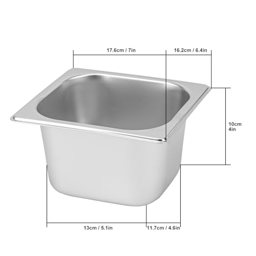 Image of 6 Pack 1 /6 by 4-Inch Steam Table Pan, | 201 Stainless Steel Anti-Jamming Steam Pan for Catering, Buffet, Restaurant, Cake Shop, Kitchen