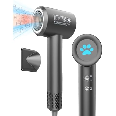 MORECOO Hair Dryer, High-Speed Travel Hair Dryers for Women Professional Fast Drying, 110,000RPM Brushless Motor Ionic Hair dryer with 4 Temp &2 Speed Mode, Low Noise Portable Hair Dryer for Men, Gray Cover