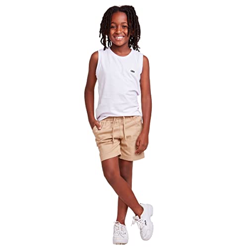 Bermuda Jogger Infantil Juvenil Sarja Color Cós Elastico (Bege, 10)
