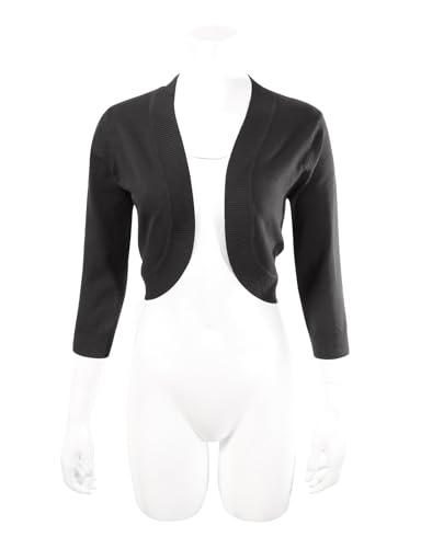 Image of Allsense Women's 3 /4 Sleeve Bolero Shrug for Dresses | Open Front Cropped Cardigan, Lightweight Knit Dress Cover Up