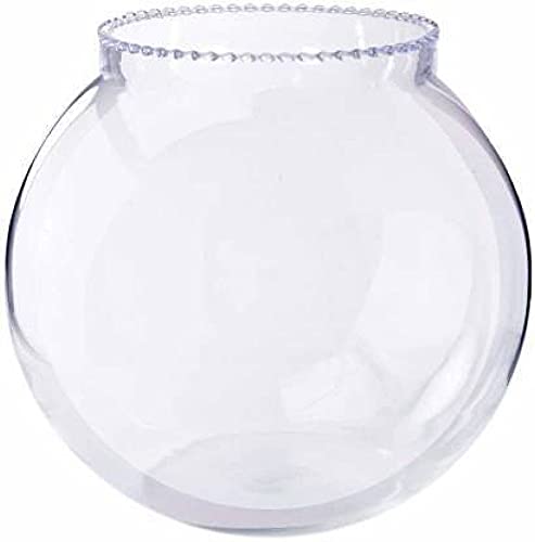 VIRYA-Round-Crystal-Clear-Transparent-Zig-Zag-Neck-Bowl-Aquarium-Fish-Bowl-Glass-Vase-For-HomeOffice-Decoration-6-Inches-Rust-Resistant