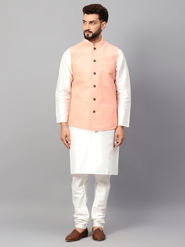 Image of LATEST CHIKAN Men's Traditional Cotton Solid Nehru Jacket /Waistcoat