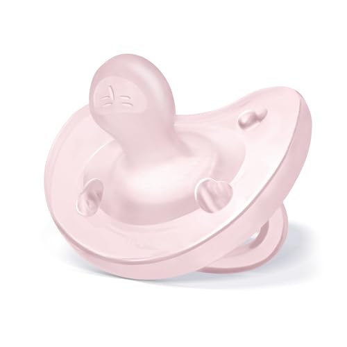 Image of Chicco PhysioForma Orthodontic Pacifier for Babies 0-6 Months, 100% Soft Silicone, BPA Free & Breathing Support, 2-Pack with Sterilizing Case, Soft Pink
