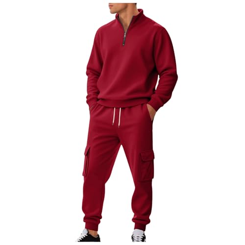 ジャージ メンズ 上下セット スウェット 2点セット 裏起毛 トレーナー 厚手 防寒 トップス 無地 ゆったり セットアップ ジッパー 暖かい トラックスーツ あたたかい スウェットパンツ カジュアル 普段着 春秋冬服(2XL,レッド)