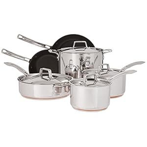 MIU France 10-Piece Copper Core Cookware Set, Silver