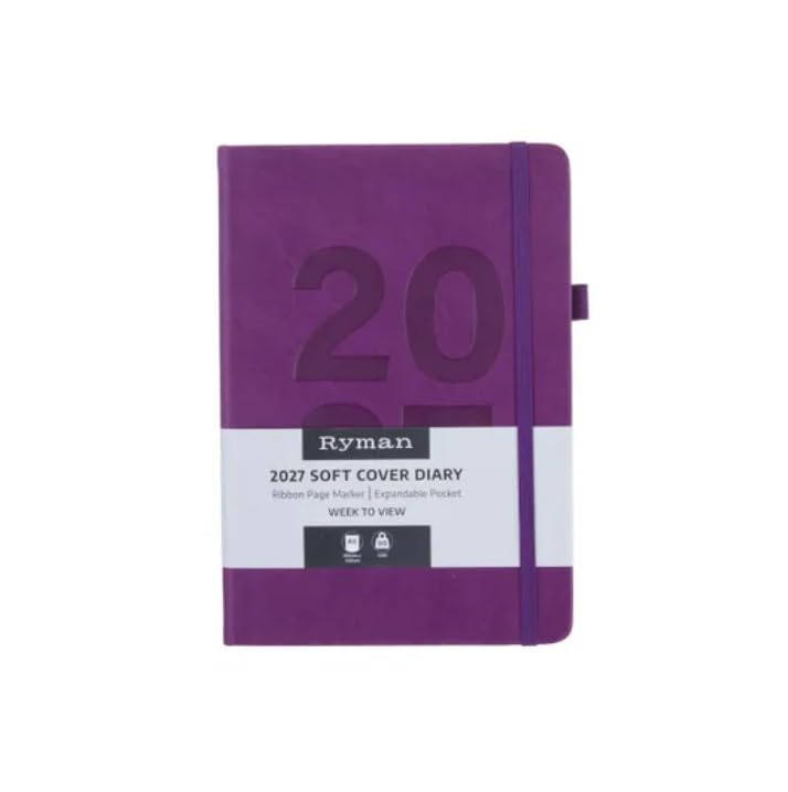 Ryman 2027 Soft Cover Week to View A5 Diary - Dark Lilac