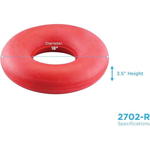 NOVA Inflatable Donut Cushion Seat Pillow – 18” Round Easy Inflate & Deflate Pressure Relief Cushion, Durable Rubber, Easy-Clean Red, for Hemorrhoids, Postpartum & Sitting Comfort, Blue by nova - Used condition - Image 2