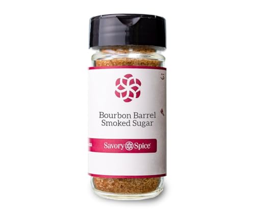 Savory Spice Bourbon Barrel Smoked Sugar - Sweet & Smoky Flavored Bourbon Smoked Sugar for Baked Goods, Desserts, Cocktails, Drinks & BBQ Sauces (Medium Jar - Net: 3.85 oz)