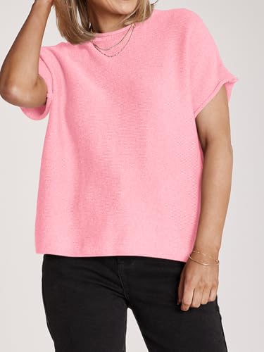 Image of Saodimallsu Women's Short Sleeve Lightweight Casual Crewneck Loose Fit Knit T-Shirt