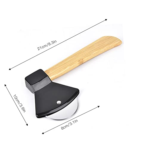 Hacha cortador de pizza lyrlody con agarre ergonómico de bambú y cubierta de PP 8