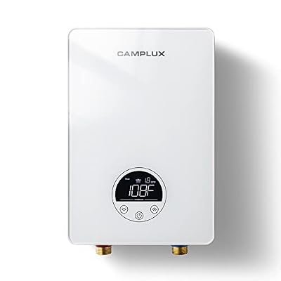 CAMPLUX Tankless Water Heater Electric 6kW at 240 Volts, Instant Water Heater Under Sink Self Modulating Technology, White