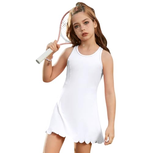 Recopilación de Ropa de Ping pong para Niña para comprar online. 46 Jxstar Vestido de tenis sin mangas para niñas, conjunto de golf, cintura alta, pantalones cortos deportivos para entrenamiento, con bolsillos, blanco, 6-7 años