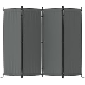 Morngardo Room Divider Folding Privacy Screens 4 Panel Partitions 88″ Dividers Portable Separating for Home Office Bedroom Dorm Decor (Grey)