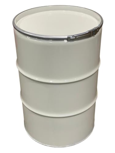 Metallfass 210 Liter Blechfass Fass Ölfass Tonne mit Spannring und Deckel WeißNEU