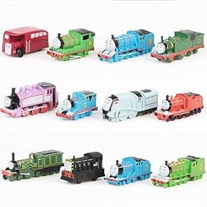 ZPSOSPZ Mini Train Model, Miniature Train Ornament 12Pcs Train Truck Model, Car Birthday Gifts for Fans