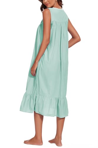 Image of AVIIER 100% Cotton Nightgowns for Women Sleeveless Sleep Dress Ladies Gowns Sleepwear with Pockets