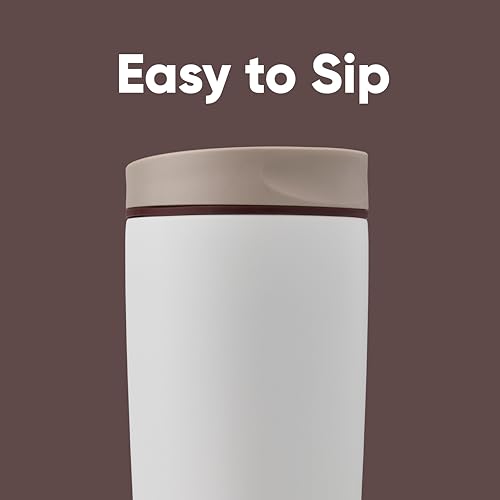 Image of Owala SmoothSip Slider Insulated Stainless Steel Coffee Tumbler, Reusable Iced Coffee Cup, Hot Coffee Travel Mug, BPA Free 20 oz, Vanilla Bean