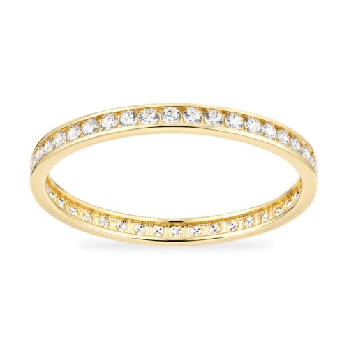 Image of 9ct Yellow Gold Simulated Diamond Channel Set Eternity Ring Size M