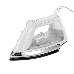 Sunbeam Classic Steam Iron, 1200 Watt, Mid-size Anti-Drip Nonstick Soleplate, Horizontal or Vertical Shot of Steam with 8′ 360-Degree Swivel Cord and 3-Way Auto Shut-Off, White