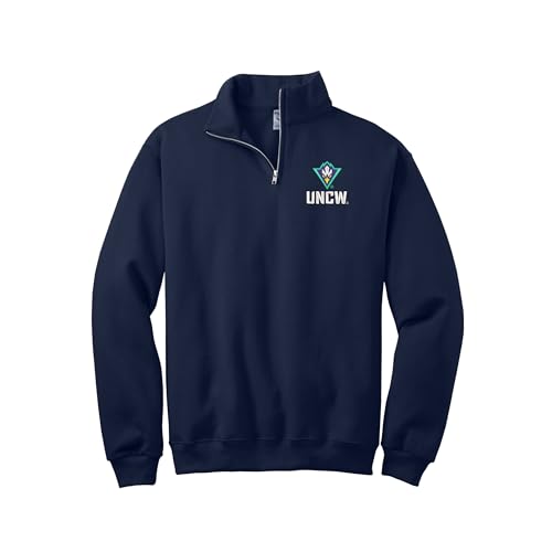 Sorority Letters Shop University of North Carolina Wilmington Quarter Zip Sweatshirt - UNCW Seahawks Pullover Sweatshirt (US, Alpha, Medium, Regular, Regular, Navy)