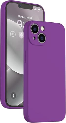 Elzzi® Microfiber Square Candy Case Compatible for iPhone 14 Plus, Shockproof Slim Back Cover Liquid Silicone Case (Grape)