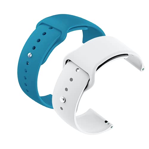 Image of YODI New Accessories Silicone 22MM Strap Belt Band for Smart Watch (Set of 2 Color) Combo Pack (Smart Watch NOT Included) (Mist Blue-White)