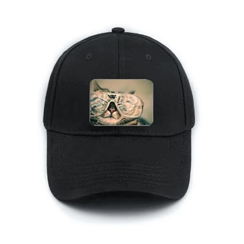 Casquette de baseball noire réglable avec lunettes de chat idéale pour vos festivals de l'été