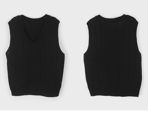 Oversized Cable Knit Sweater Vest for Women V Neck Sleeveless Solid Color Loose Pullover Sweaters Loose Trendy Tops2