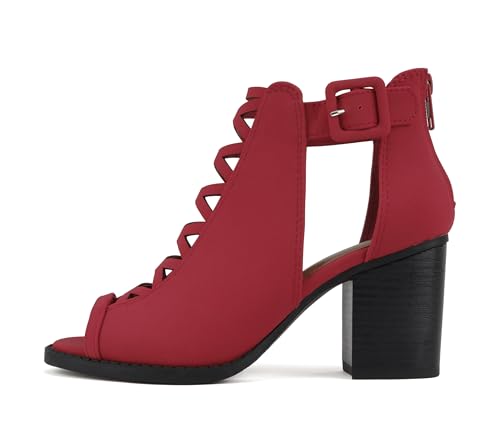 Image of Soda Aran ~ Women Open Toe Crisscross Straps Back Zipper High Heel Fashion Sandal with Adjustable Ankle Strap