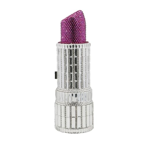Image of Luxury Ladies Lipstick Shape Evening Clutch Rhinestone Shoulder Bag Crystal Evening Bag for Cocktail Prom