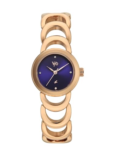 Image of Fastrack Vyb Bliss with Quartz Analog Navy Blue Dial Rose Gold Alloy Strap Watch for Girls - FV60131WM01W