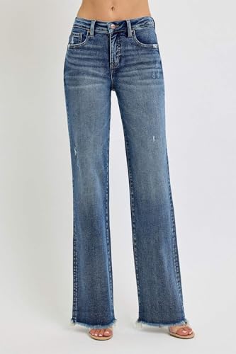 SALT TREE Risen Jeans - Tummy Control High Rise Long Straight Jeans - PS211082