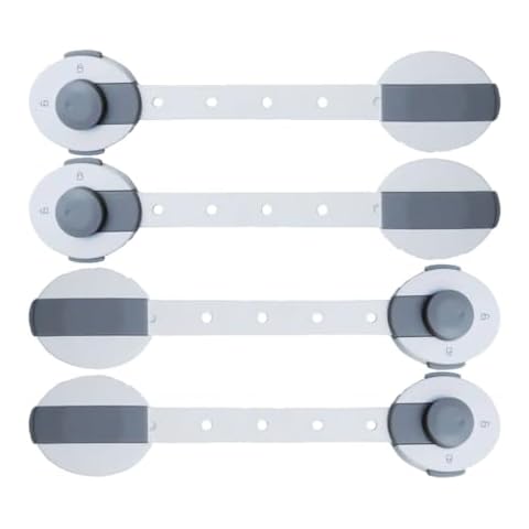Fridge Locks for Kids (4 Pack) - Baby Proof Refrigerator Lock - Secure Freezer or Refrigerator Door and Keep Sealed - Strong Adhesives for Toddler Safety - Multi Uses Latch Lock Cover