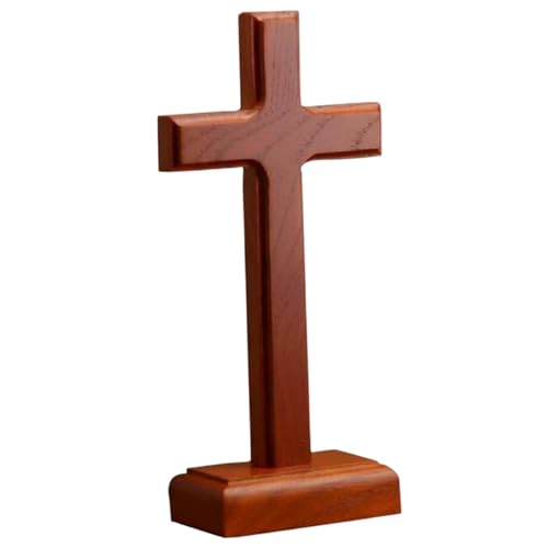 Wooden Standing Cross Statue with Base