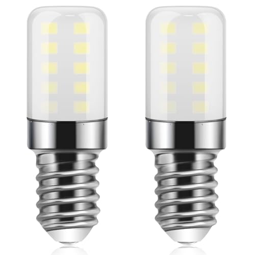 E14 LED Kühlschrankbirne 3W kühles Weiß 6500K 300LM Entspricht 25W Glühlampe E14 kleine Edison Schraublampen für Kühlschrank Dunstabzugshaube Nachtlicht Nähmaschine Nicht dimmbar 2 Stück