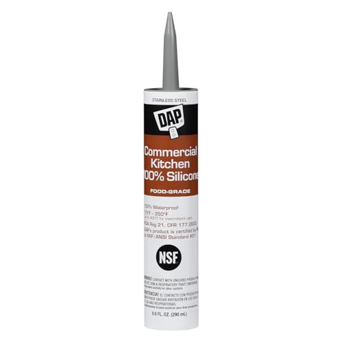 DAP Commercial Kitchen 100% Silicone Sealant, Stainless Steel, 9.8 Oz (7079808660)