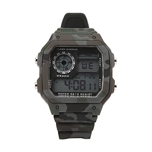 Catálogo de reloj baratos los más recomendados. 47 Reloj Digital, Reloj Multifunción para Deportes Al Aire Libre, Reloj Cronógrafo Impermeable Cuadrado Luminoso a la Moda para Mujeres y Hombres (gris camuflaje)