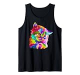 Photo Gallery colorful gatto carino pop art ritratto kawaii kitty faccia canotta Photo Gallery colorful gatto carino pop art ritratto kawaii kitty faccia canotta