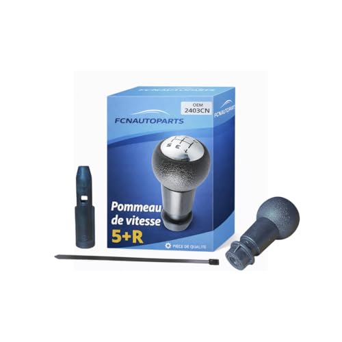 Pommeau de vitesse 5 rapports + R | Pommeau levier de vitesse compatible Peugeot 206 207 307 308 407 Partner Expert | Citroën C3 C4 C5 Berlingo Picasso C3...
