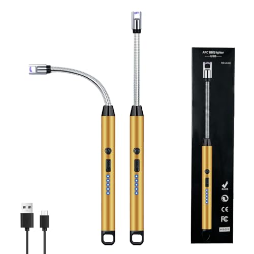 2-Pack Flexible-Neck USB Arc Lighter with LED Display