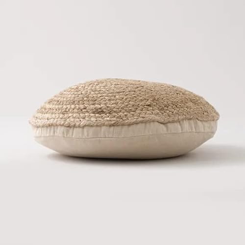 Fundas de cojín redondas de yute natural tejidas a mano para sofá, sofá, decoración bohemia para el hogar, 43 x 43 cm Cover