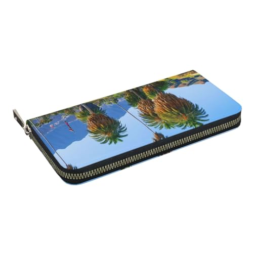 Palm Tree Golf Course Printed Zip Around Long Wallet For Women Men Pu Leather Clutch Purse,Card Holder, Coin Pocket Stylish Travel Leather Billfold For Daily Use & Gifting2