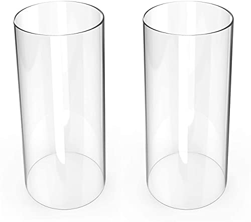 TLLAMP Hurricane Candleholders, Clear Candle Holder, Glass Chimney for Candle Open Ended (2 Packs) (Diameter 2 in, Height 6 in)…