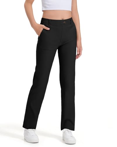 Image of Girls Uniform Pants Kids Dress Pants High Stretchy with Pockets