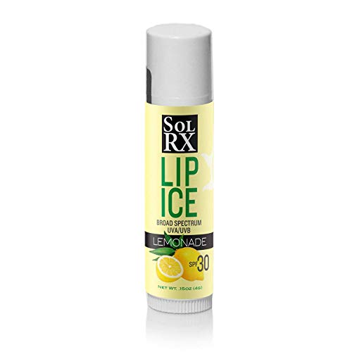 SolRX LIP ICE SPF 30 Lip Balm with Sunscreen - Lemonade - Broad Spectrum, UVA/UVB Protection, Anti-Aging