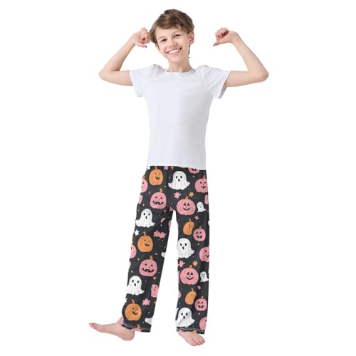 Boys' Pants Halloween Pumpkin Ghosts Black Long Bottoms Jogger Pants Elastic Waist Trousers with Pockets S-XL2