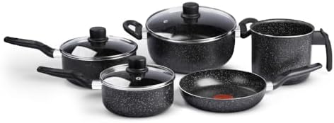 Jogo de Panelas Rochedo Stone Pro 5 peças, Preto com Efeito Pedra...