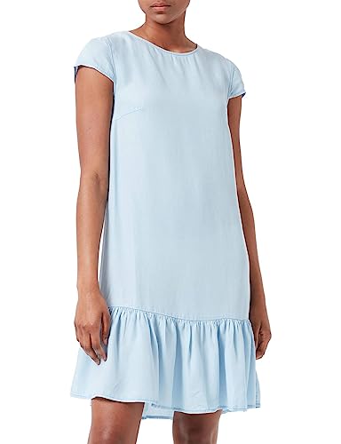 TOM TAILOR Señoras Vestido vaquero con volante 1031342, 10110 - Blue Denim, 34