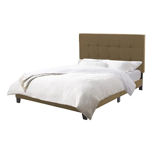 CorLiving Ellery Full Size Clay Brown Contemporary Fabric Tufted Bed with Slats